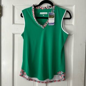 Pebble Beach Women’s Green Golf Tank with Florals
